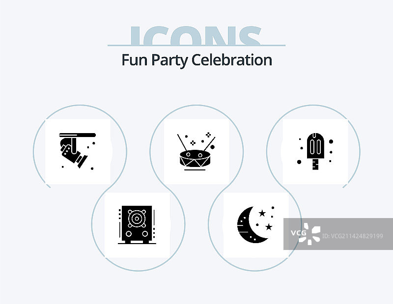 奶油派对字形图标包（5个图标设计）图片素材