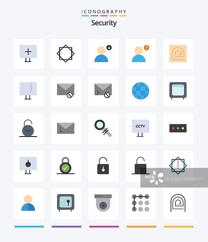 创意安全25个扁平风格图标包图片素材