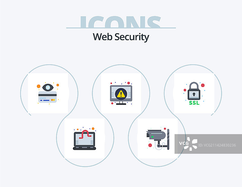 网页安全扁平图标包：5个图标设计锁图片素材