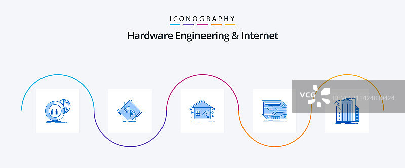 硬件工程与互联网蓝色图标（5个）图片素材