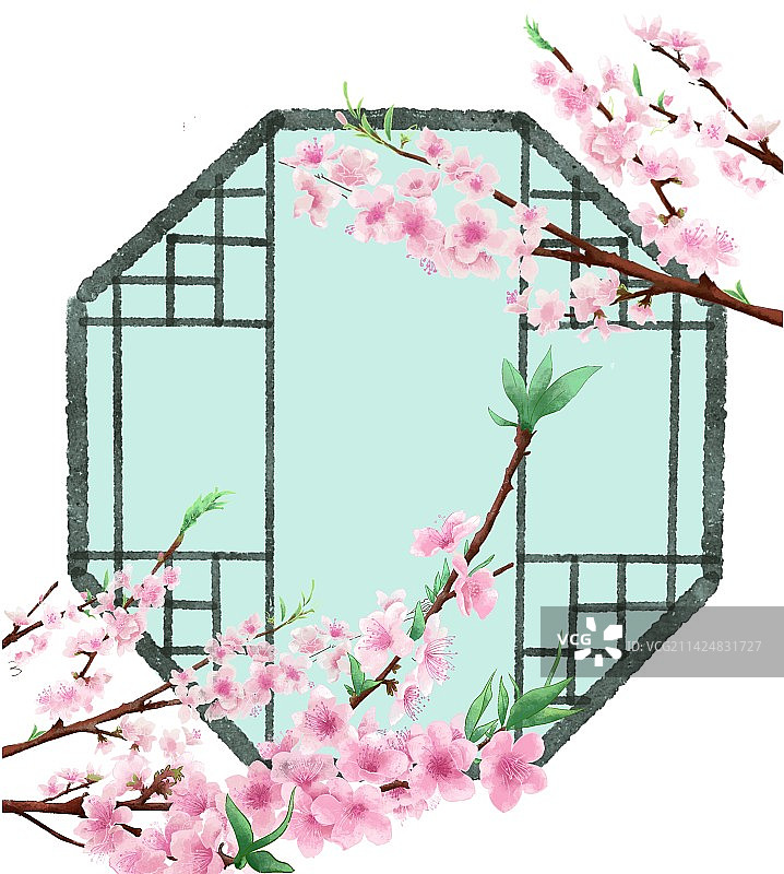 樱花花枝 古窗 粉色浪漫图片素材