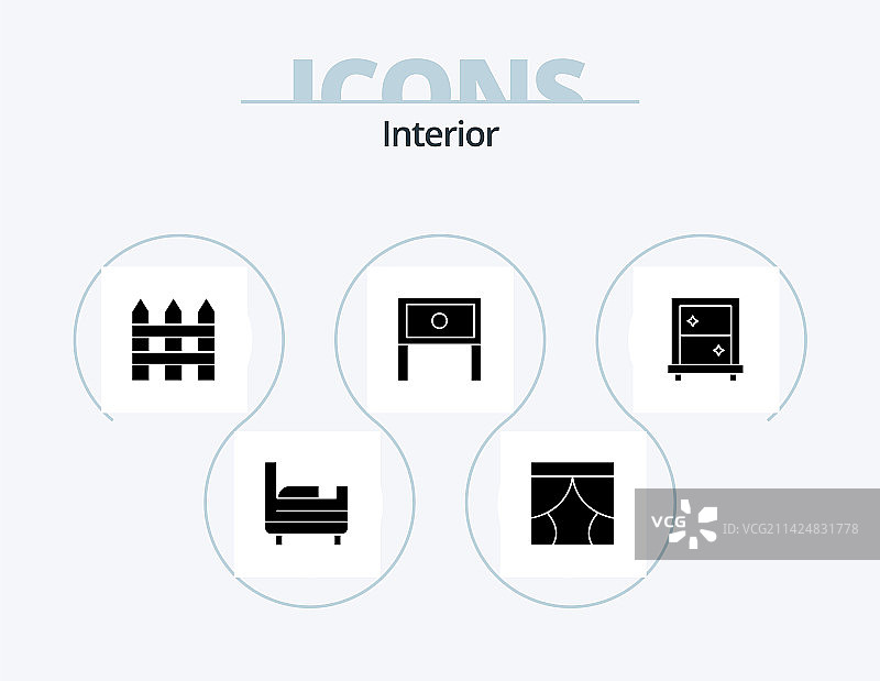 室内装饰字形图标包5个图片素材