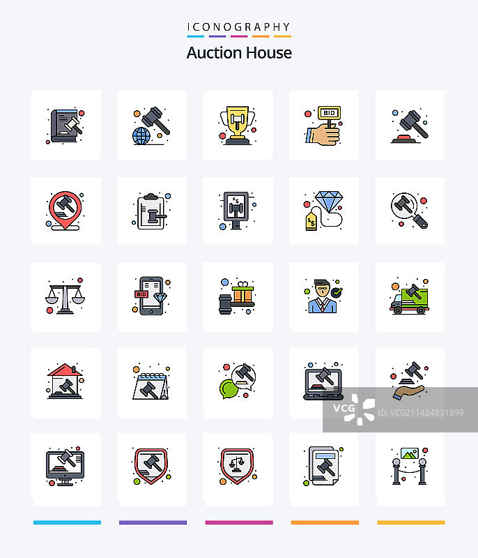创意拍卖25线条填充图标包图片素材