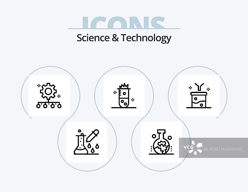 科技线性图标包5个图标图片素材