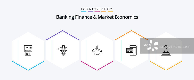 银行金融与市场经济线性图标（25个）图片素材