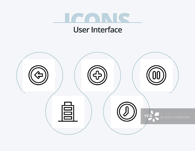 用户界面线性图标包5个UI设计图片素材