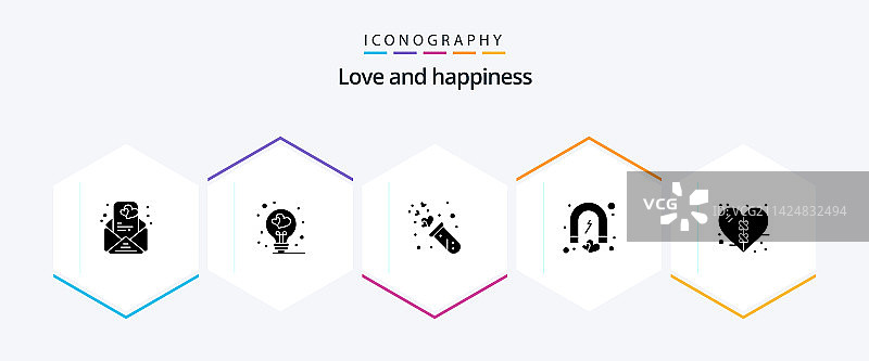 包含绷带磁铁的爱25字形图标包图片素材