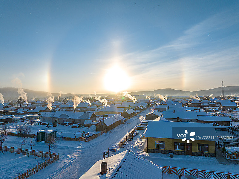 漠河北极村圆虹图片素材