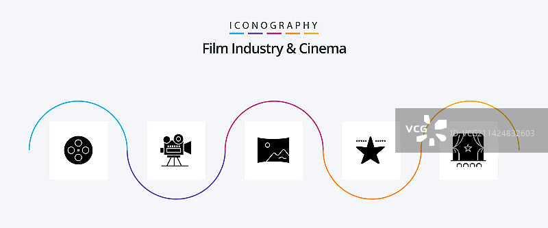 包含人群观众的cenima字形图标包5图片素材