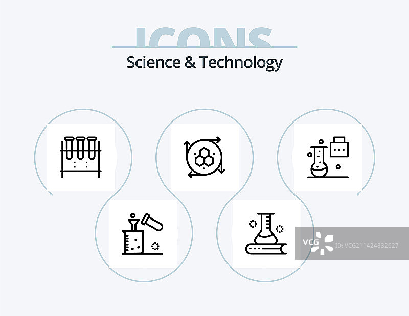 科技线性图标包5个图标图片素材