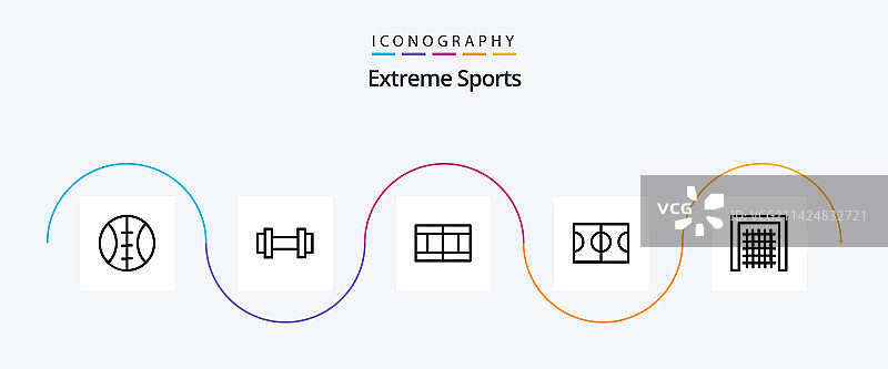 包含网球运动的运动线条图标图片素材