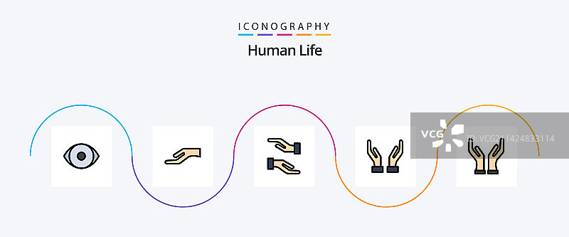 人类线性填充扁平风格5图标包图片素材