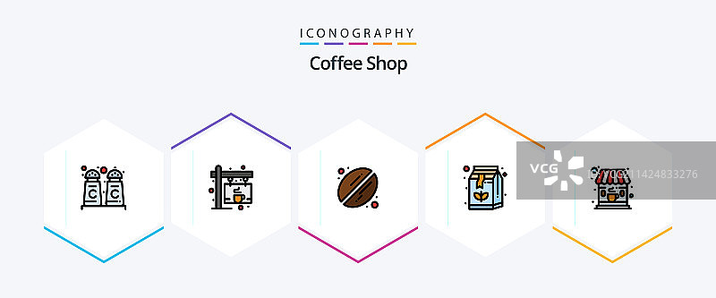 咖啡店25个线性图标包图片素材