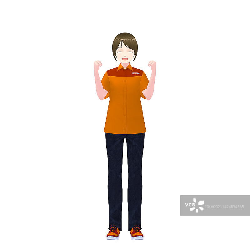 3D模型：女性便利店店员图片素材