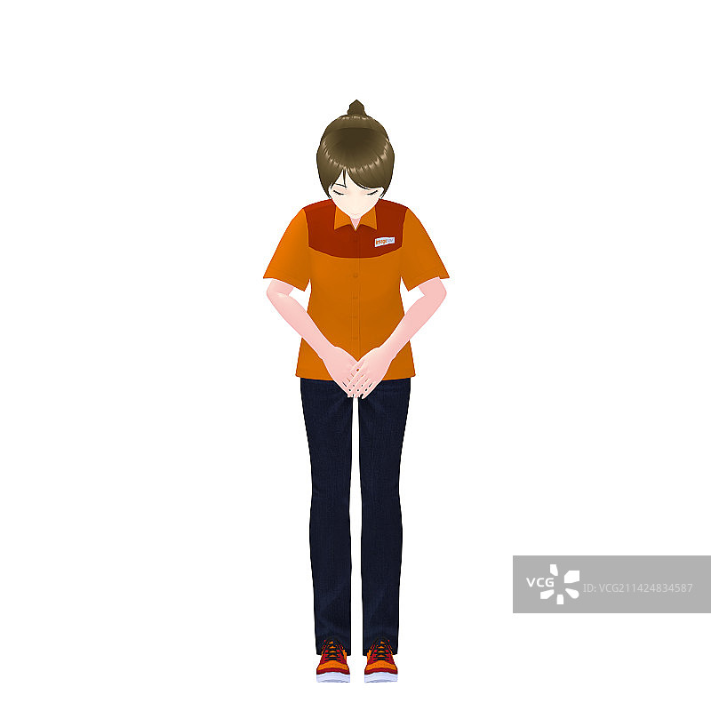 3D模型：女性便利店店员图片素材