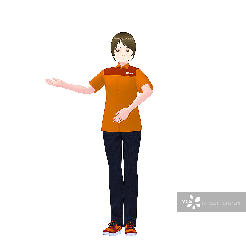 3D模型：女性便利店店员图片素材