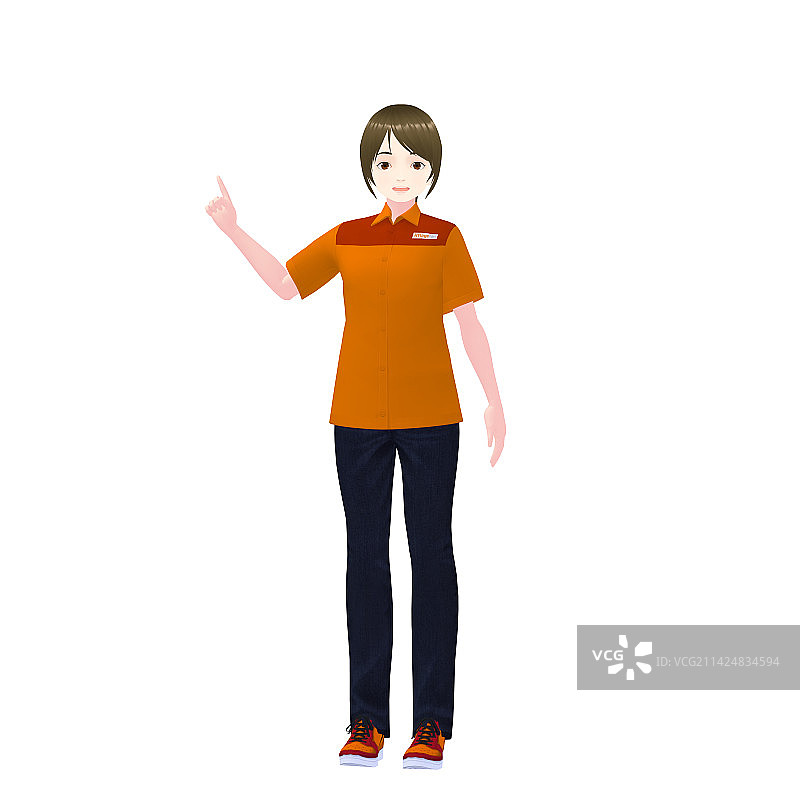 3D模型：女性便利店店员图片素材