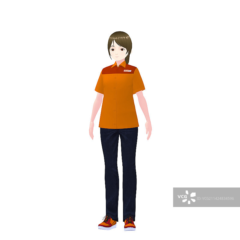 3D模型：女性便利店店员图片素材