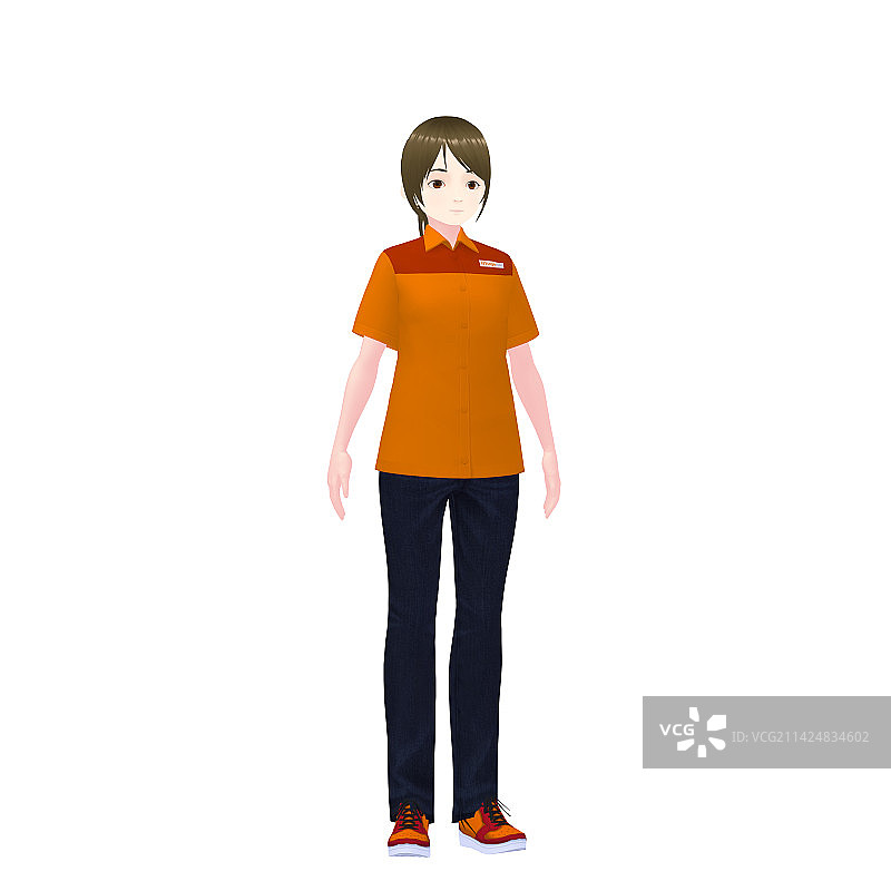 3D模型：女性便利店店员图片素材