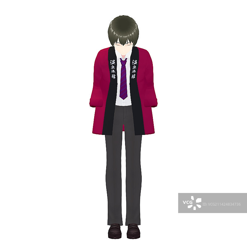 男性日式旅馆员工，3D模型图片素材