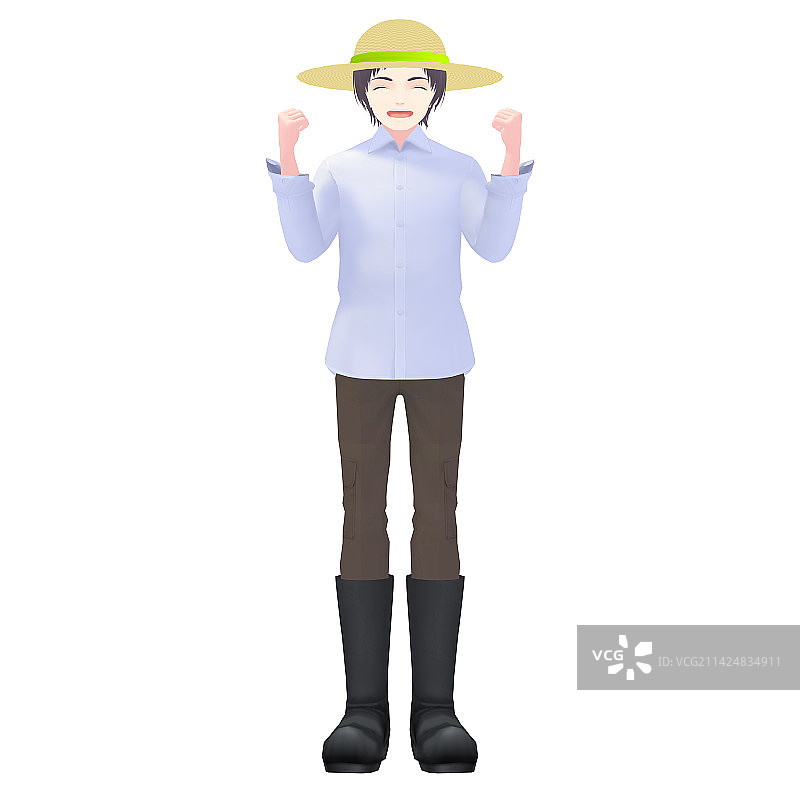 男性农民3D模型图片素材