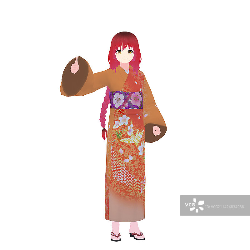 女性观光导游3D模型，漫画风格图片素材