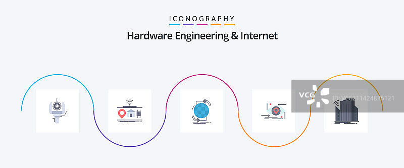 硬件工程和互联网扁平风格五图标图片素材