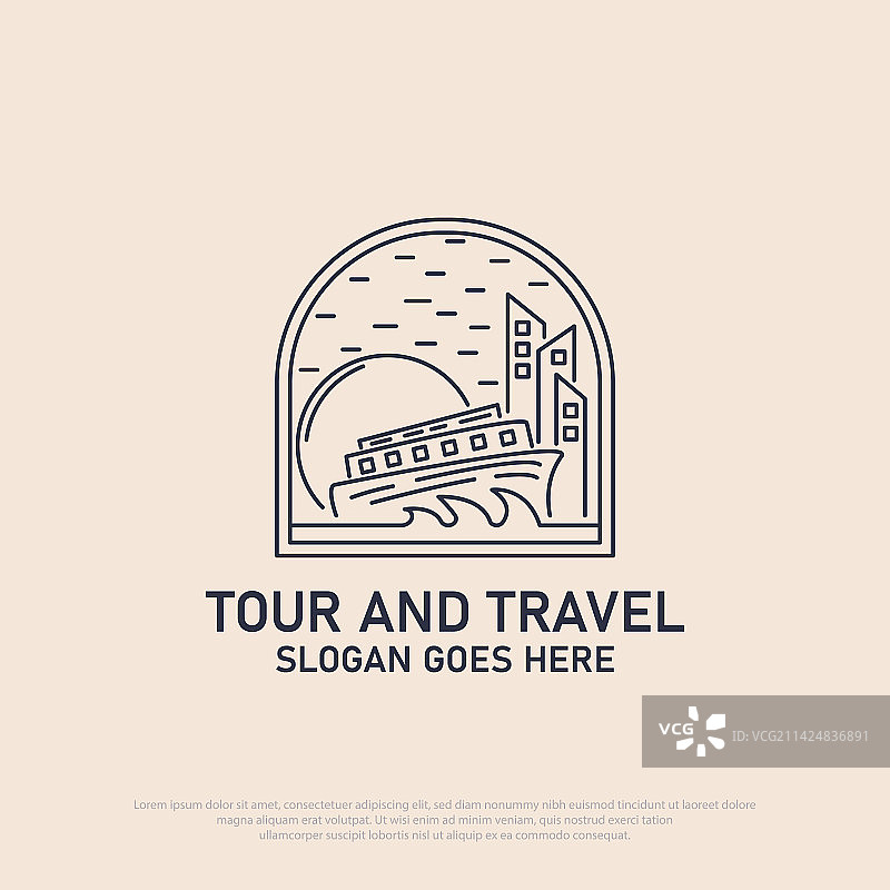 月亮中的邮轮旅游标志图片素材