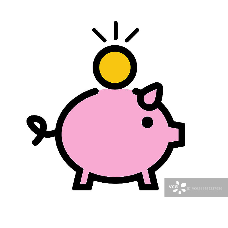 波普风小猪存钱罐图标或储蓄图片素材