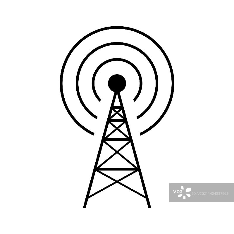 移动无线电塔和无线电区域图标图片素材