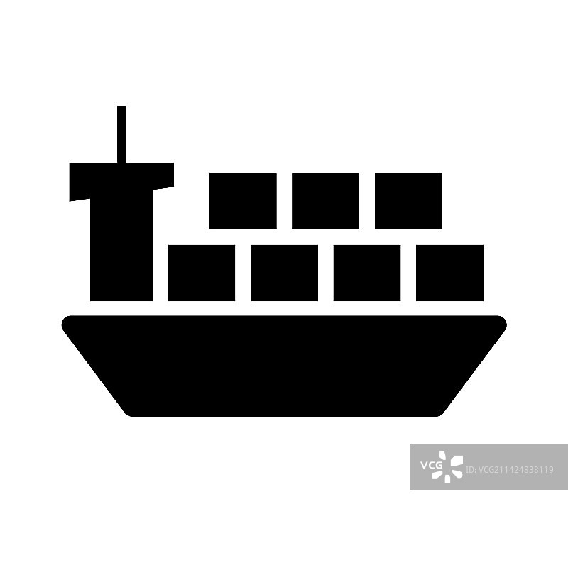 货船轮廓图标或海洋运输船图片素材