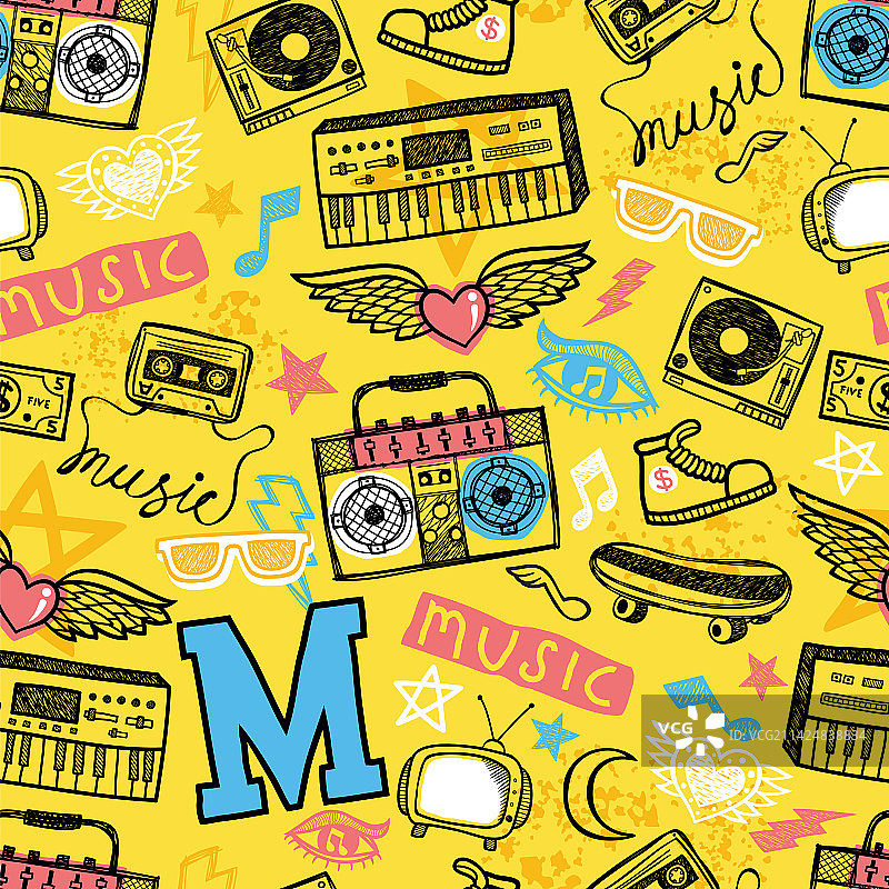 乐器无缝图案图片素材