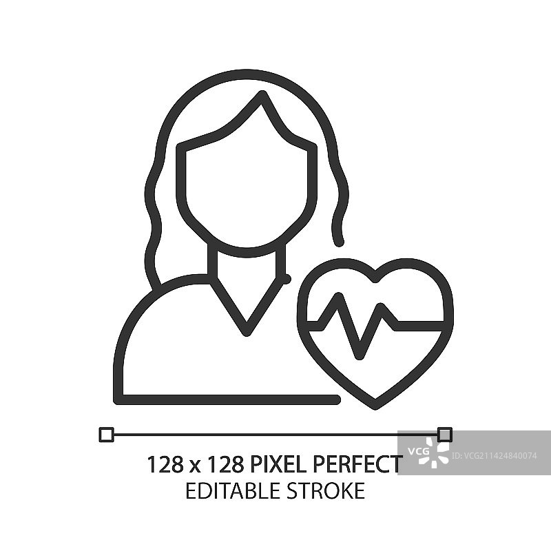 心脏科像素完美线性图标图片素材