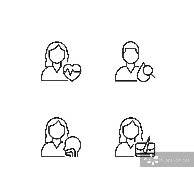 医生预约像素完美线性图标集图片素材