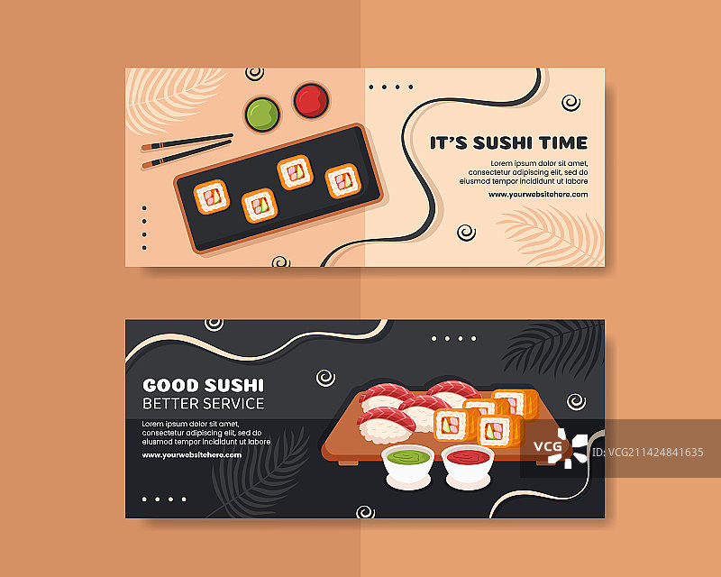 日式寿司或亚洲美食banner图片素材
