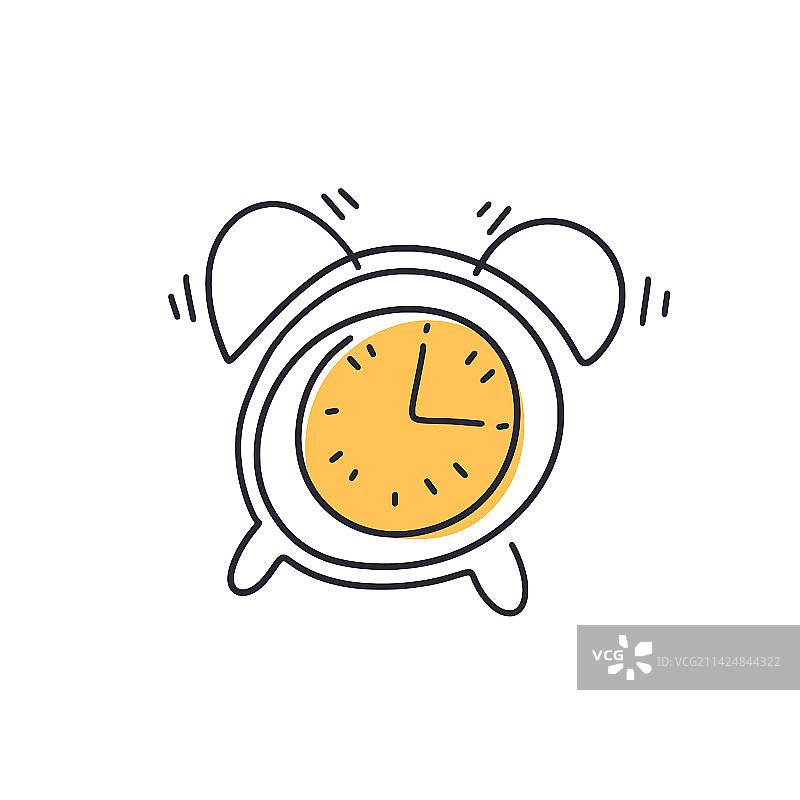 连续单线闹钟轮廓图图片素材