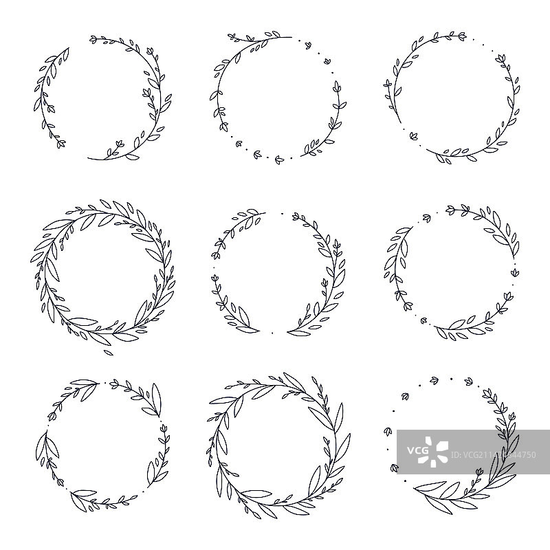 手绘花环合集图片素材