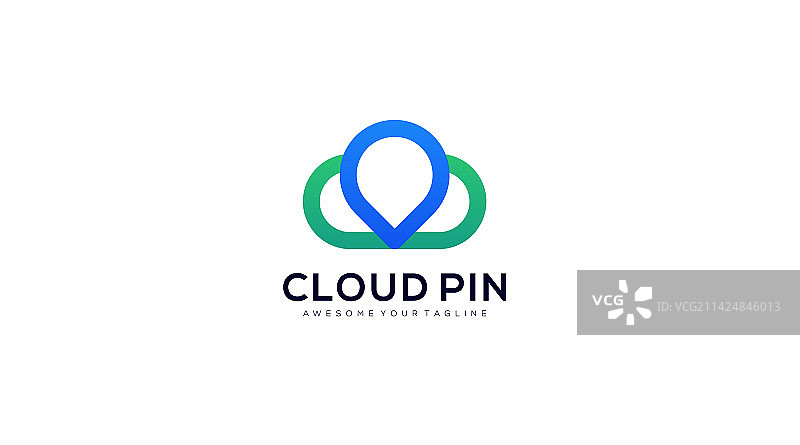 云朵图钉logo设计模板图片素材