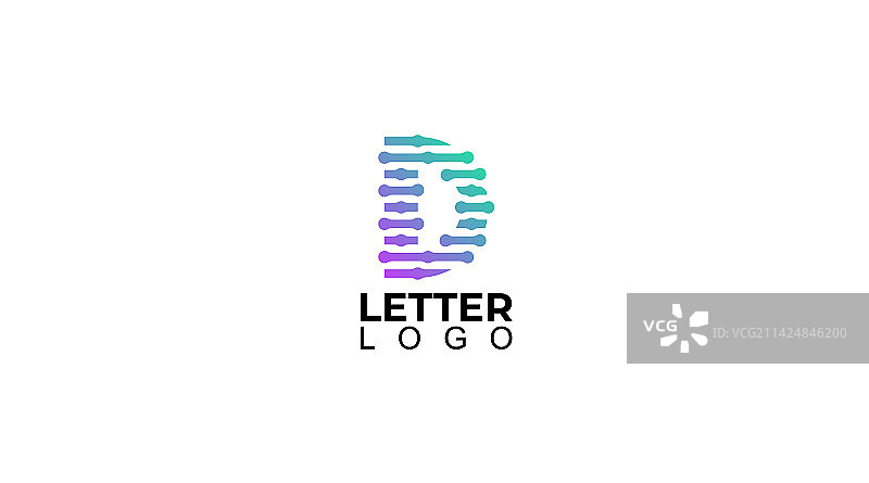 具有创意字体的D科技字母Logo设计图片素材