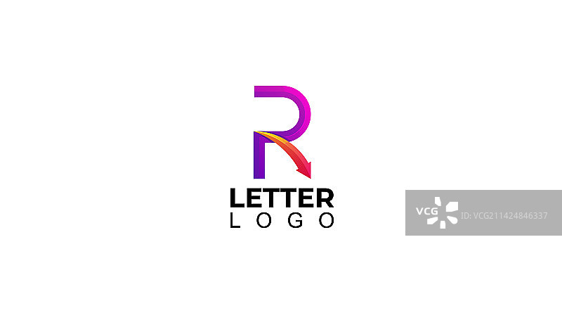 渐变字母P箭头Logo设计模板图片素材