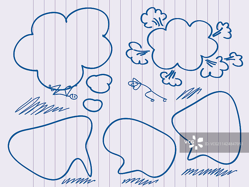 手绘的对话和思考气泡图片素材