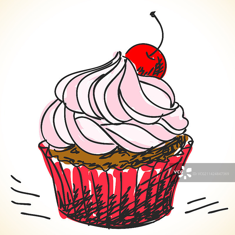 手绘纸杯蛋糕图片素材