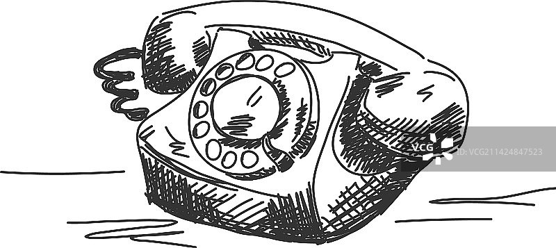 手绘老式电话图片素材