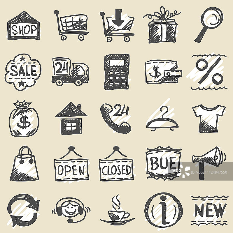 手绘购物图标图片素材