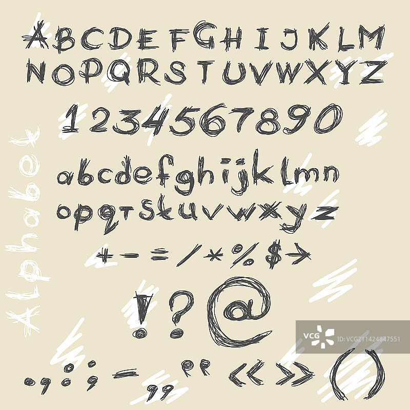 手绘涂鸦字母和数字图片素材