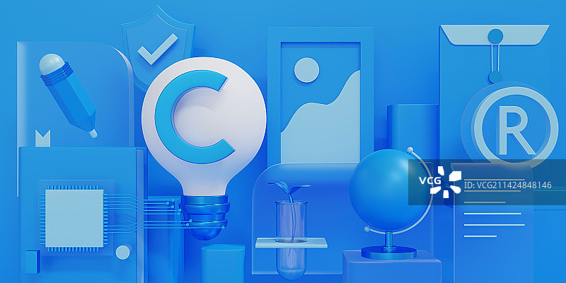 3D三维世界知识产权日版权日图片素材