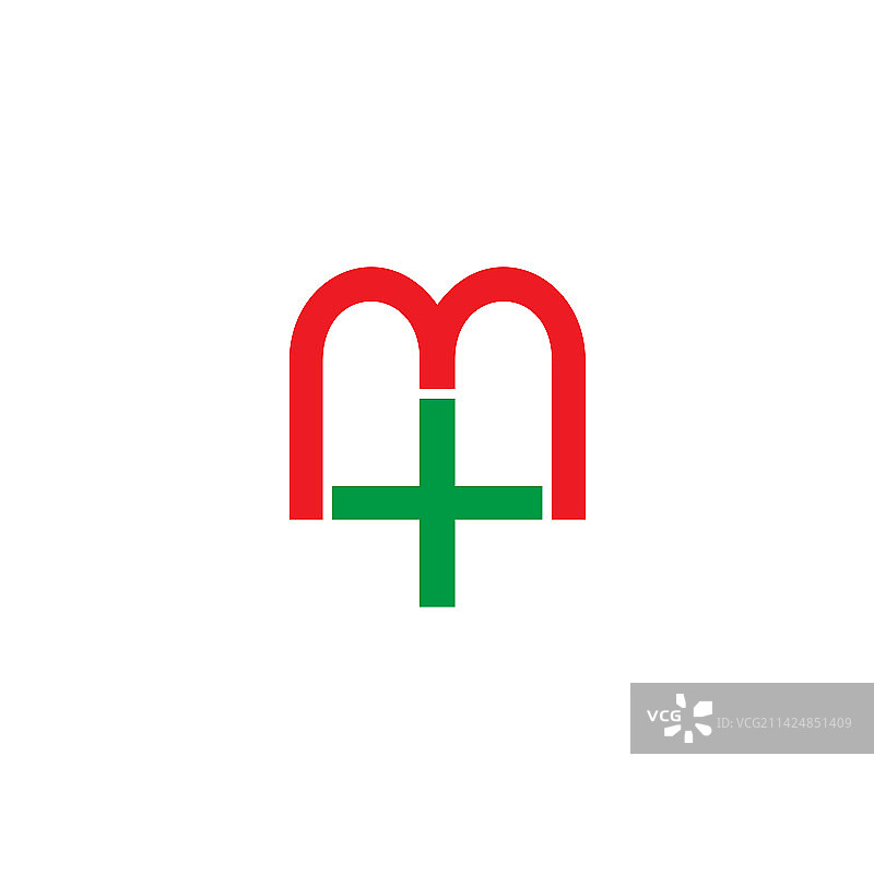 字母M绿色医疗标志图片素材