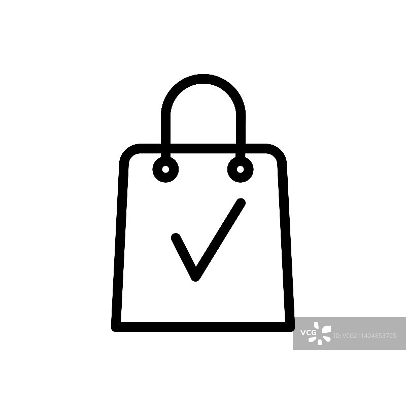 包包OK图标线条白色背景图片素材