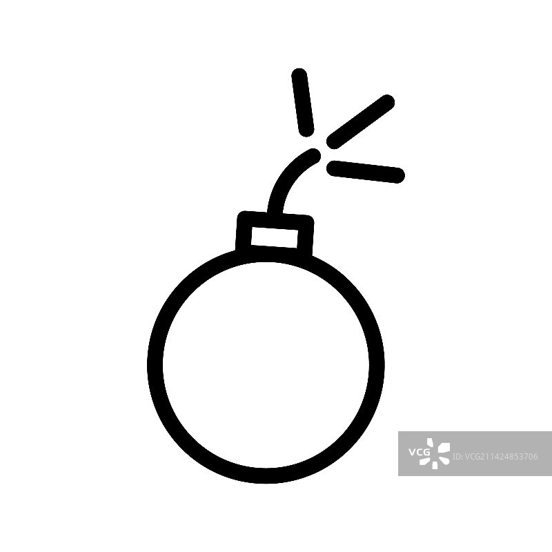 白色背景上的黑色炸弹图标线条图片素材