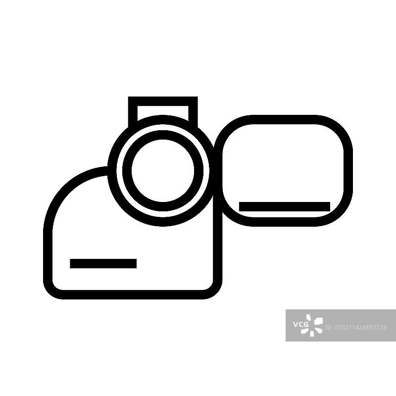 白色背景上的数码相机线性图标图片素材